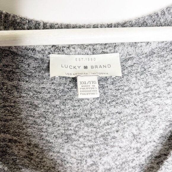 LUCKY BRAND Gray V-Neck Soft Sweater  - Picture 4 of 9